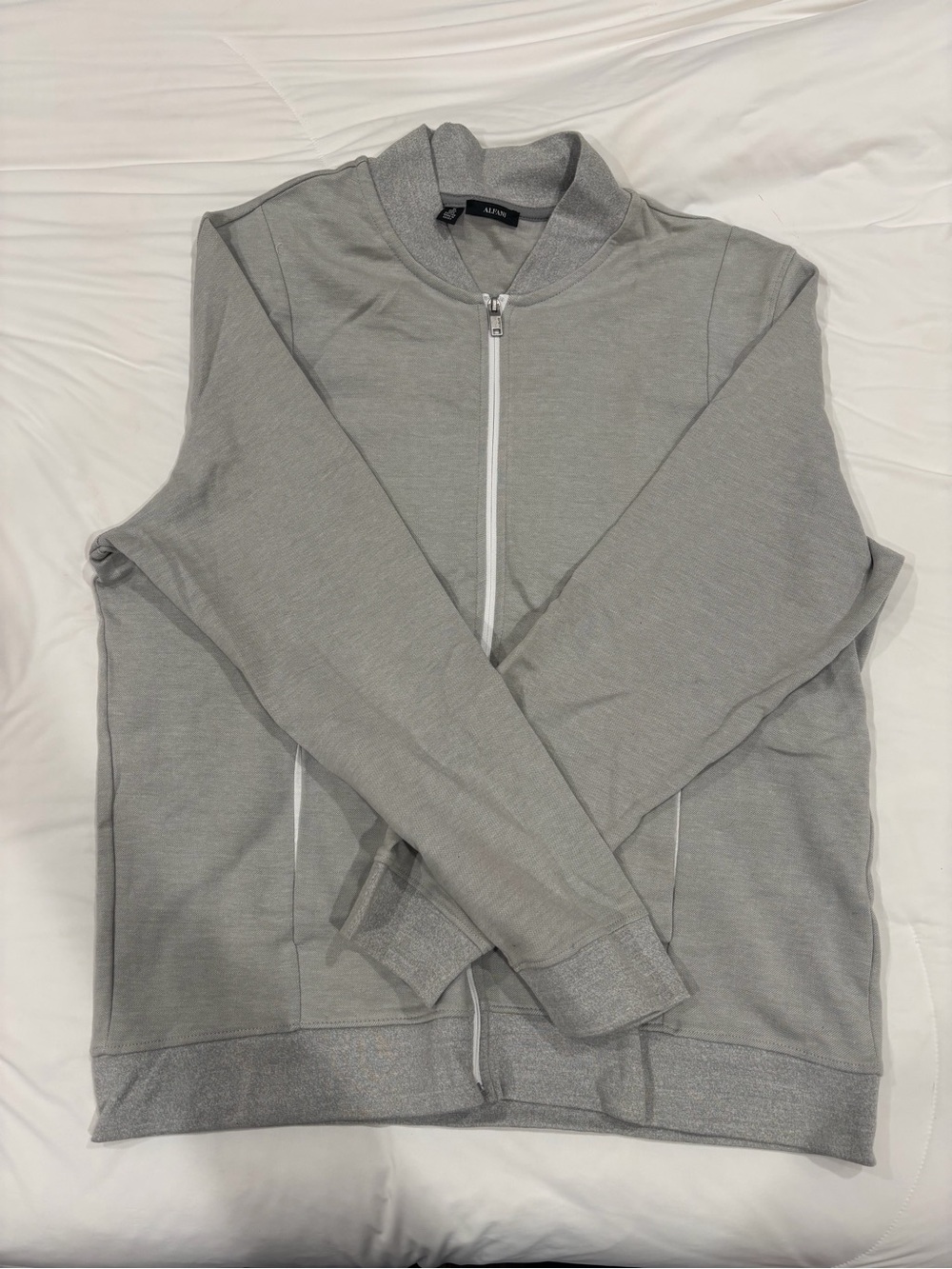 Alfani Light Gray Zip-Up Bomber Sweater